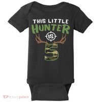 Little Hunter Is 5 Birthday 5th Birthday Deer Hunter Baby Bodysuit thumb 0
