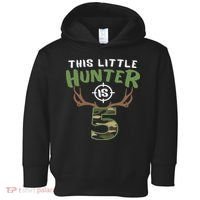 Little Hunter Is 5 Birthday 5th Birthday Deer Hunter Toddler Hoodie thumb 0