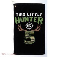 Little Hunter Is 5 Birthday 5th Birthday Deer Hunter Golf Towel thumb 0