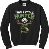 Little Hunter Is 5 Birthday 5th Birthday Deer Hunter Kids Sweatshirt thumb 0