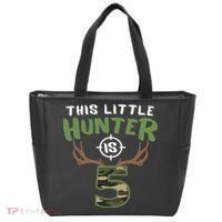 Little Hunter Is 5 Birthday 5th Birthday Deer Hunter Tote Bag thumb 0