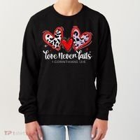 Leopard Heart Love Never Fails Christian ValentineS Day Gift Women's Sweatshirt thumb 0