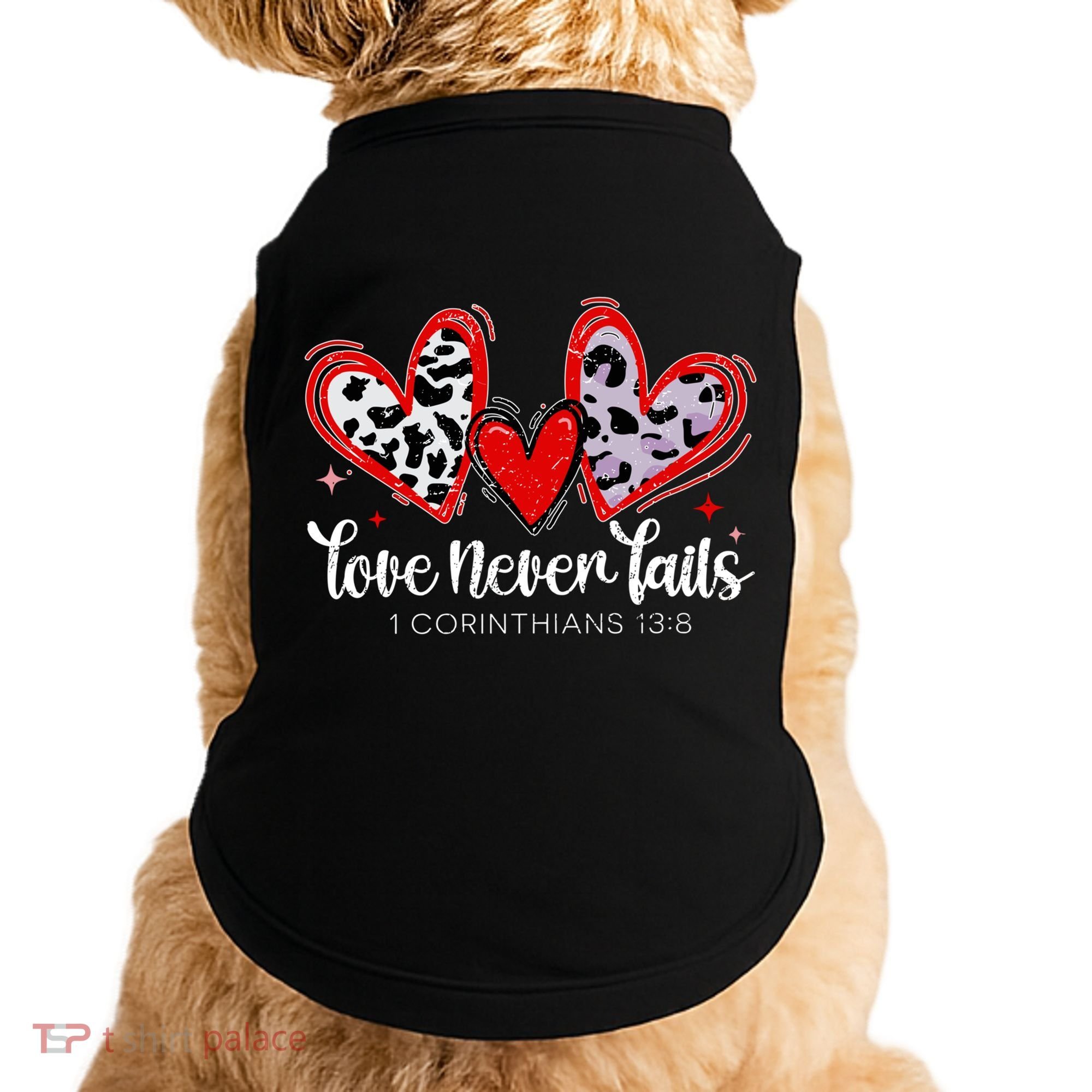 Leopard Heart Love Never Fails Christian ValentineS Day Gift Doggie Tank