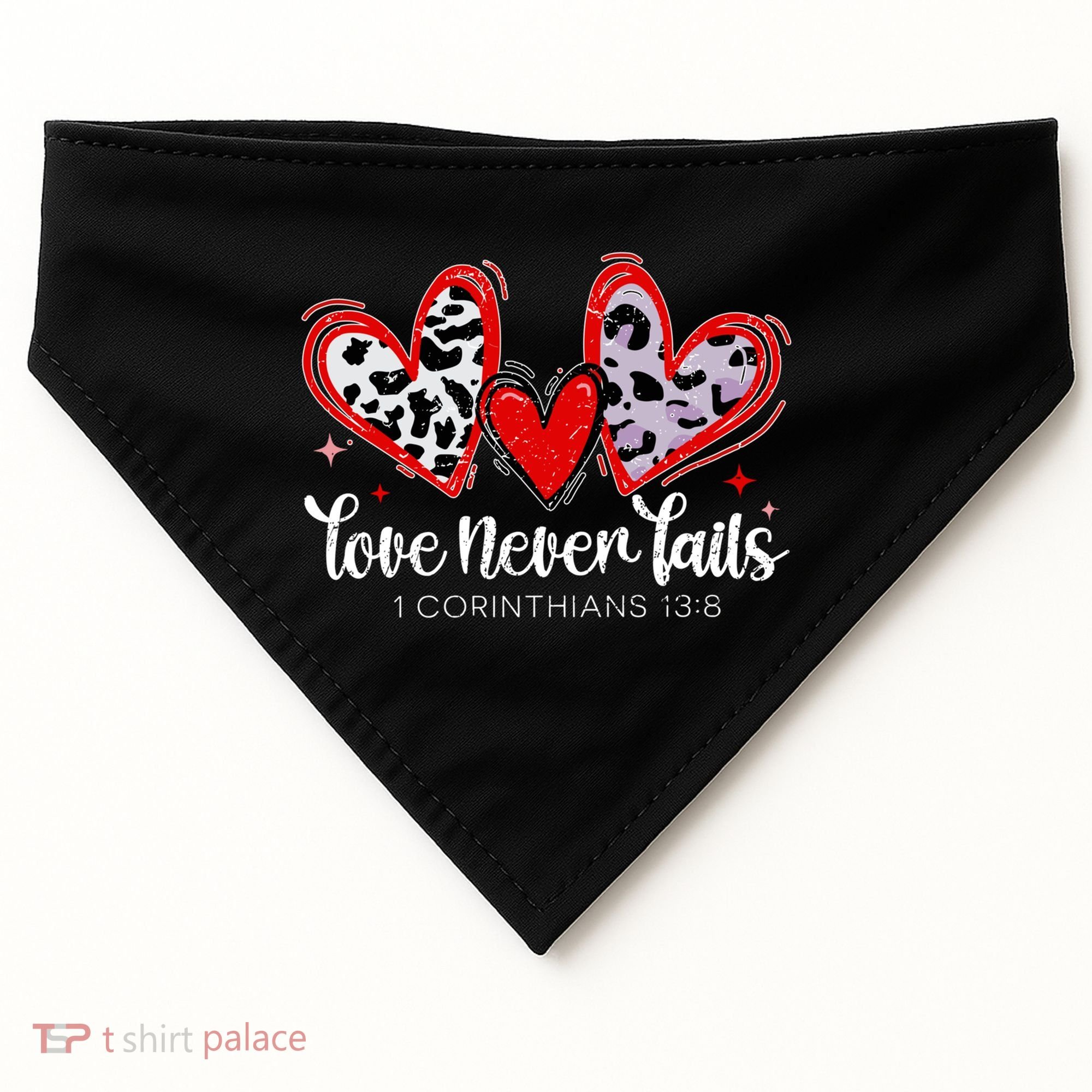 Leopard Heart Love Never Fails Christian ValentineS Day Gift USA-Made Doggie Bandana