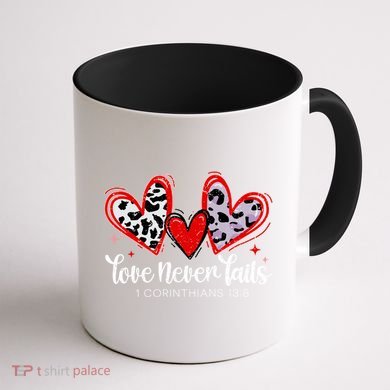 Leopard Heart Love Never Fails Christian ValentineS Day Gift Coffee Mug back