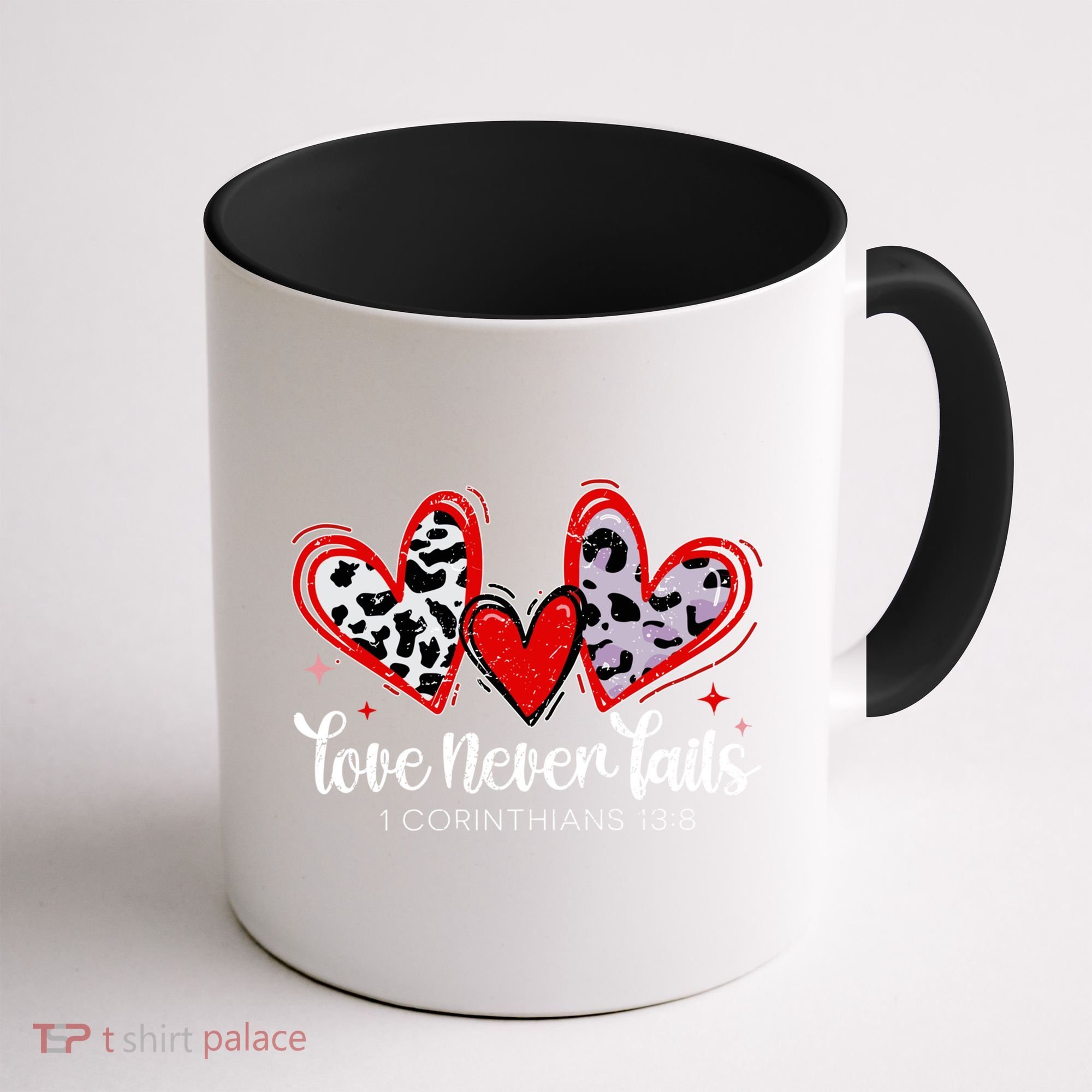 Leopard Heart Love Never Fails Christian ValentineS Day Gift Coffee Mug