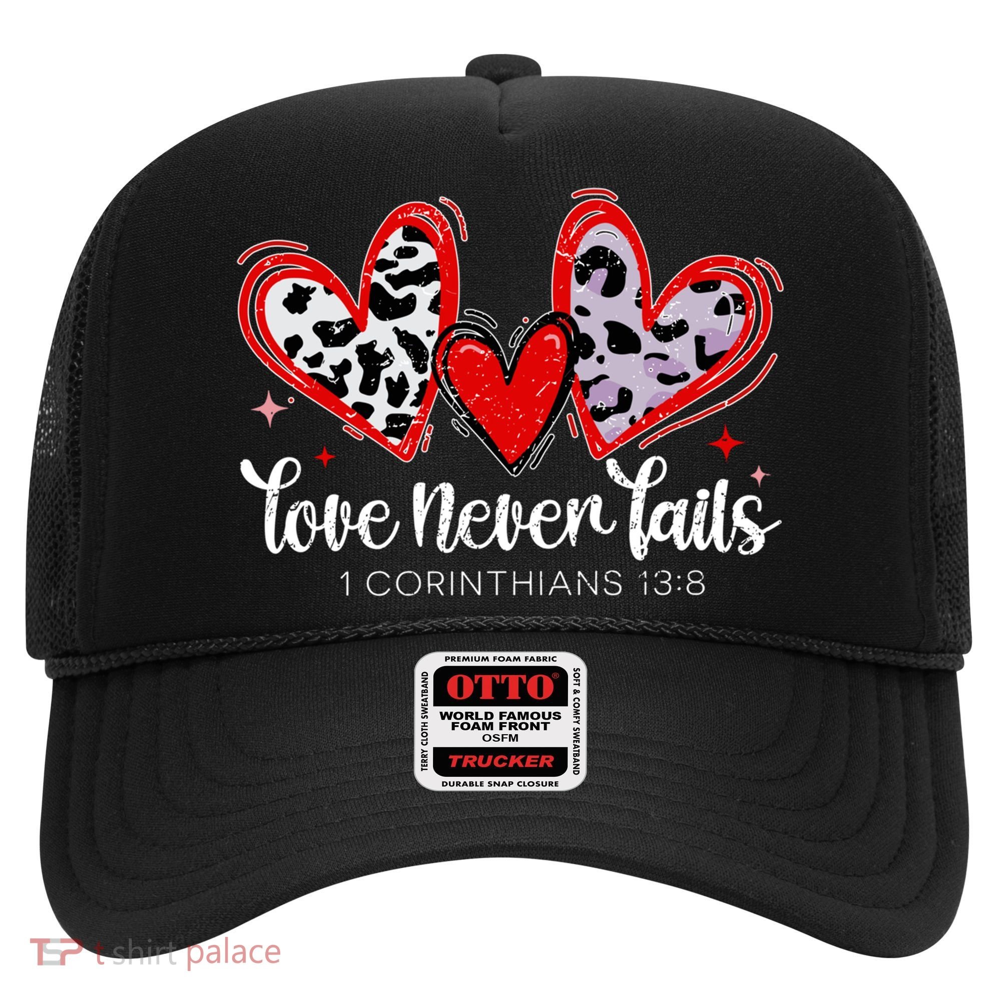 Leopard Heart Love Never Fails Christian ValentineS Day Gift Hat
