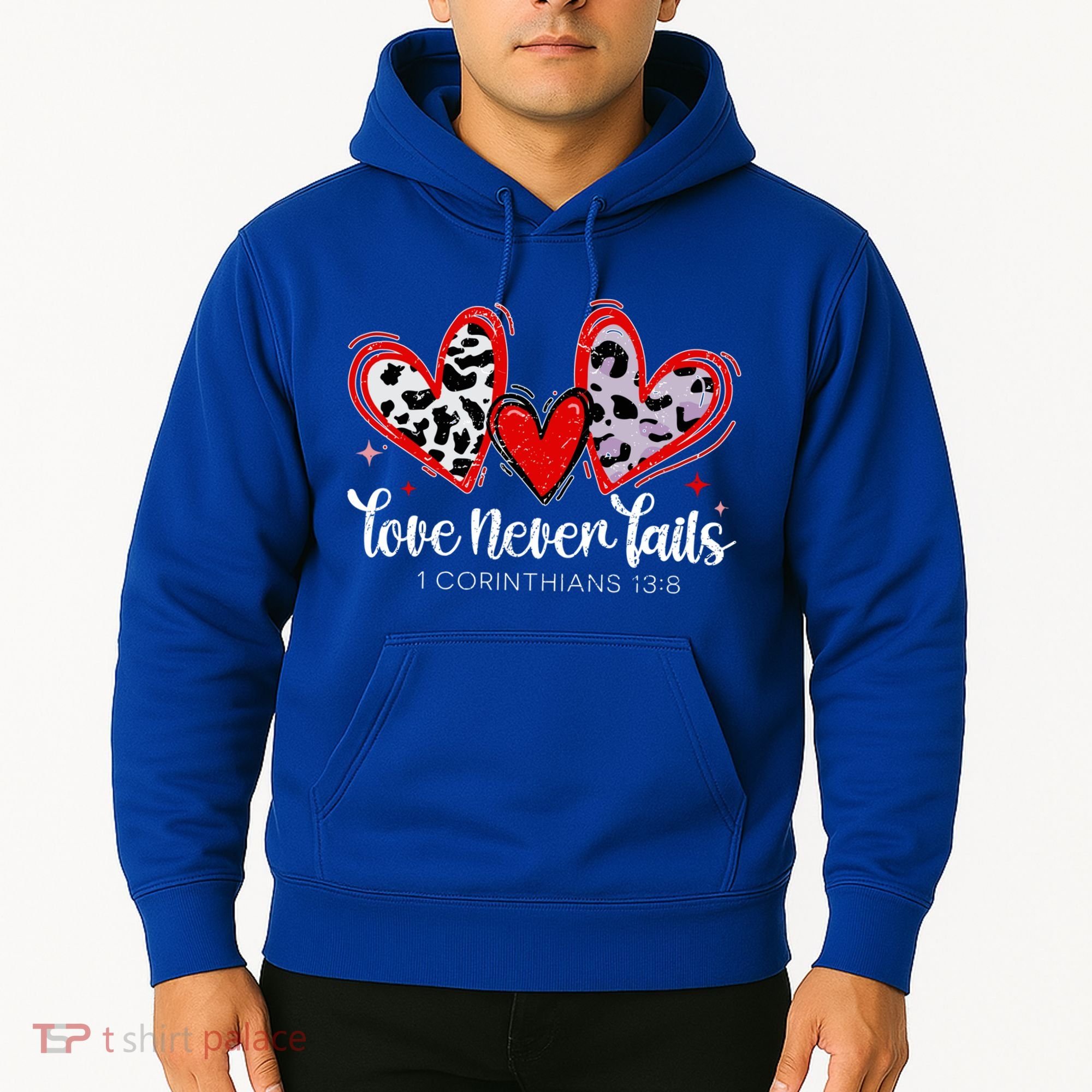 Leopard Heart Love Never Fails Christian ValentineS Day Gift Hoodie