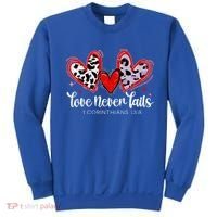 Leopard Heart Love Never Fails Christian ValentineS Day Gift Sweatshirt thumb 0