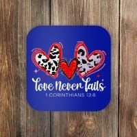 Leopard Heart Love Never Fails Christian ValentineS Day Gift Coaster thumb 0