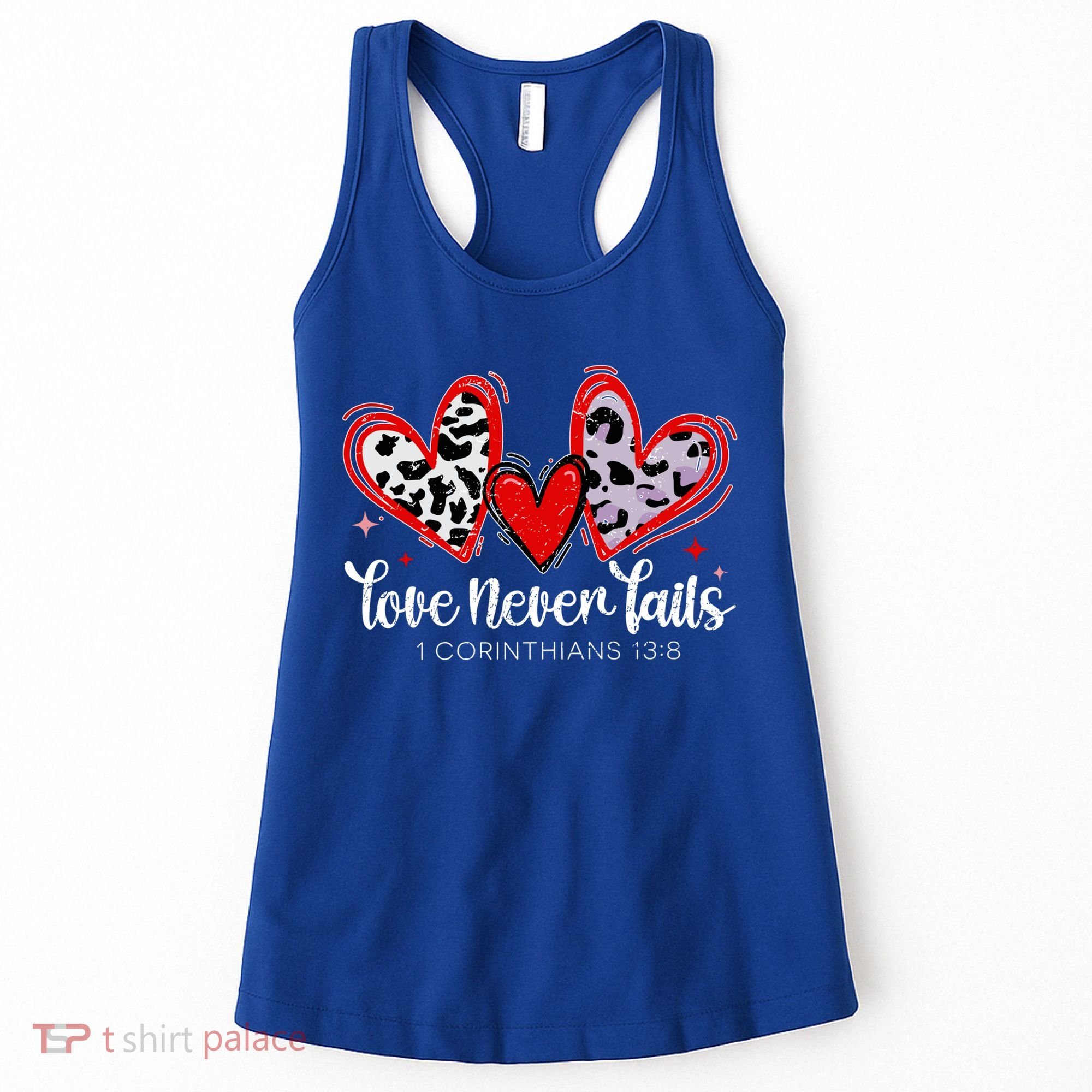 Leopard Heart Love Never Fails Christian ValentineS Day Gift Women's Tank Top