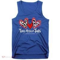Leopard Heart Love Never Fails Christian ValentineS Day Gift Tank Top thumb 0