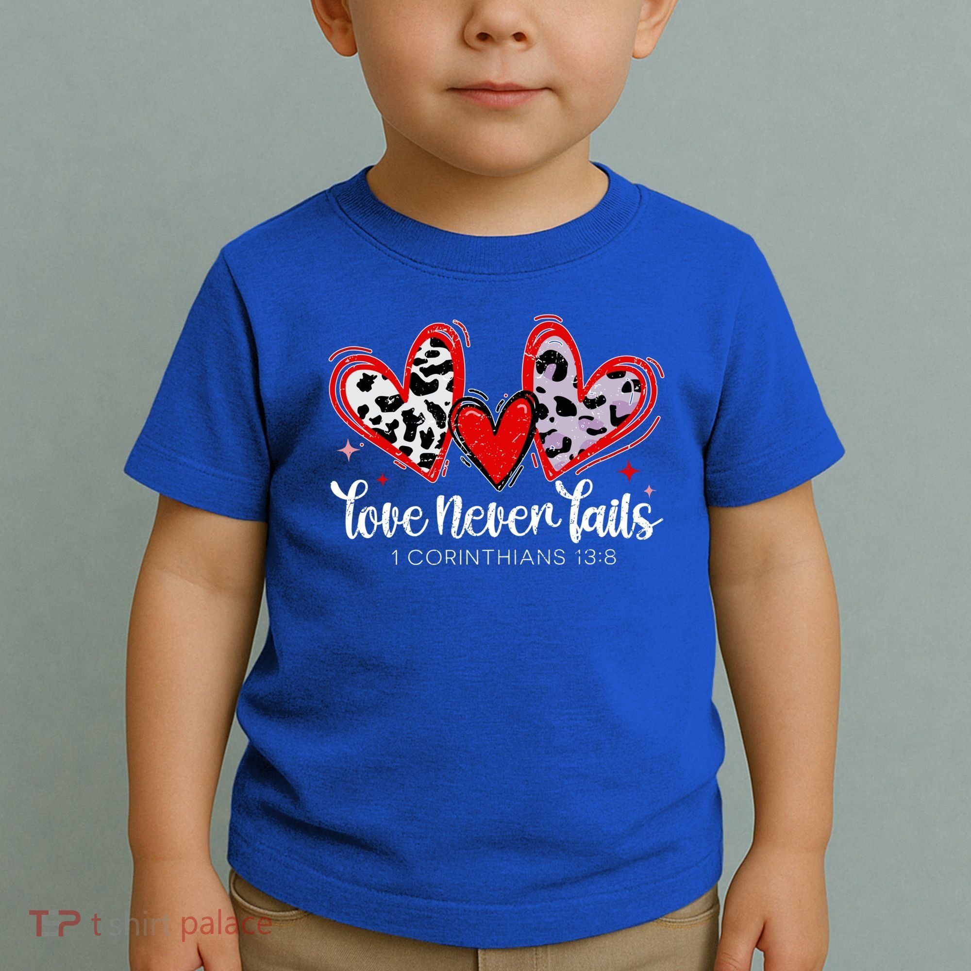 Leopard Heart Love Never Fails Christian ValentineS Day Gift Toddler T-Shirt