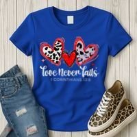 Leopard Heart Love Never Fails Christian ValentineS Day Gift Women's T-Shirt thumb 3