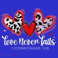 Leopard Heart Love Never Fails Christian ValentineS Day Gift Kids Sweatshirt thumb 2