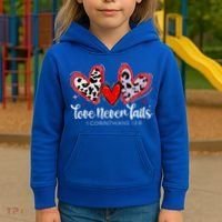 Leopard Heart Love Never Fails Christian ValentineS Day Gift Kids Hoodie thumb 3
