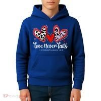Leopard Heart Love Never Fails Christian ValentineS Day Gift Kids Hoodie thumb 4