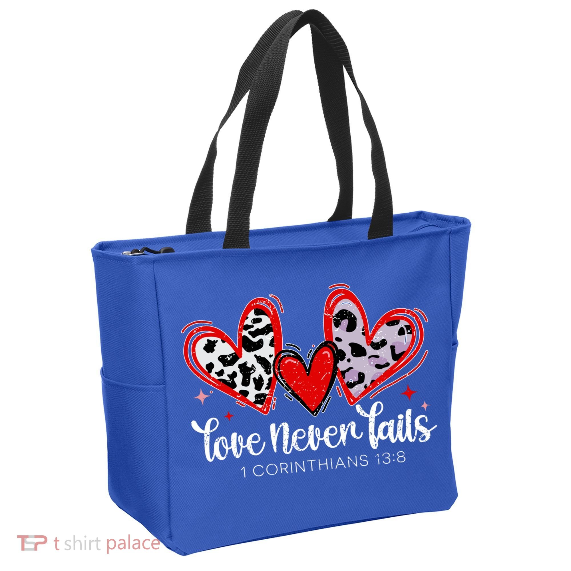 Leopard Heart Love Never Fails Christian ValentineS Day Gift Tote Bag