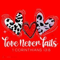 Leopard Heart Love Never Fails Christian ValentineS Day Gift Santa Hat thumb 1