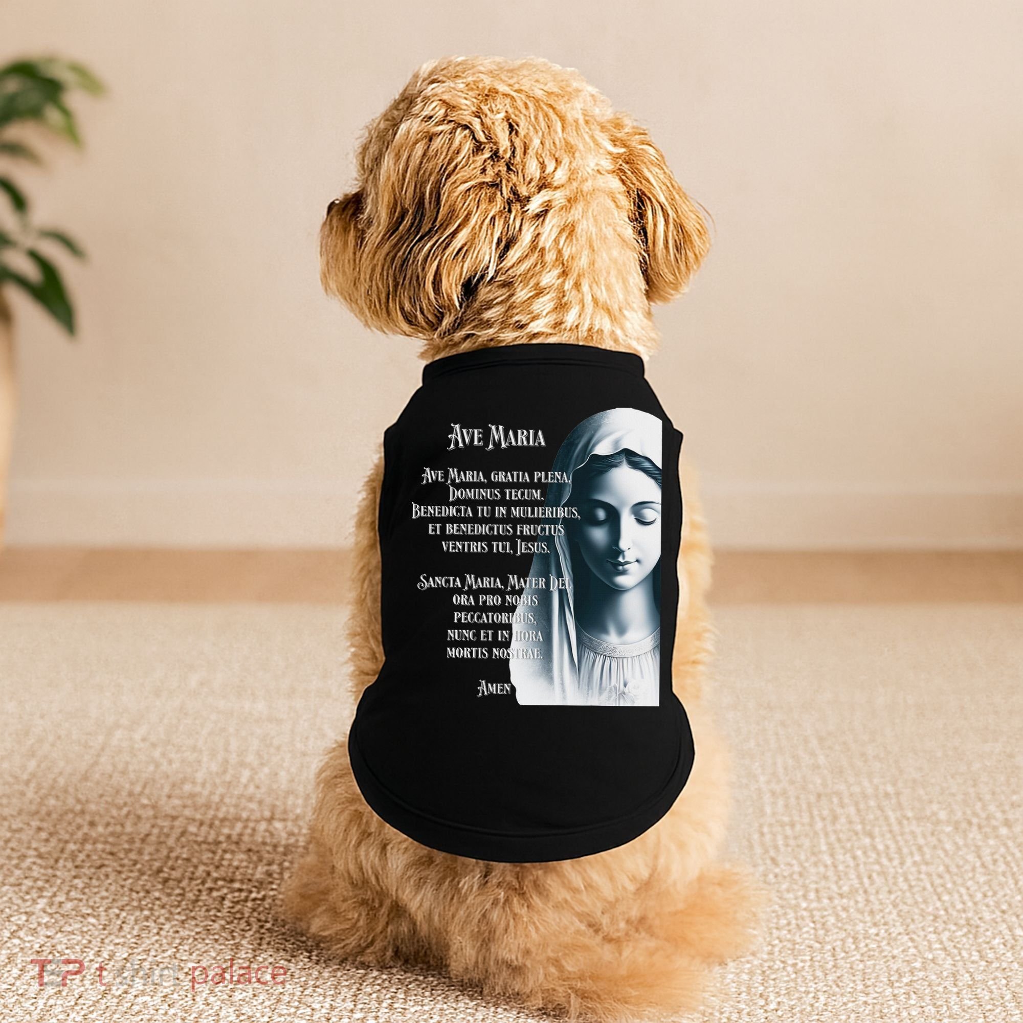 Latin Hail Mary Blessed Mother Rosary Prayer Doggie Tank