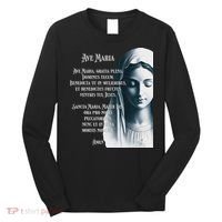 Latin Hail Mary Blessed Mother Rosary Prayer Long Sleeve Shirt thumb 0