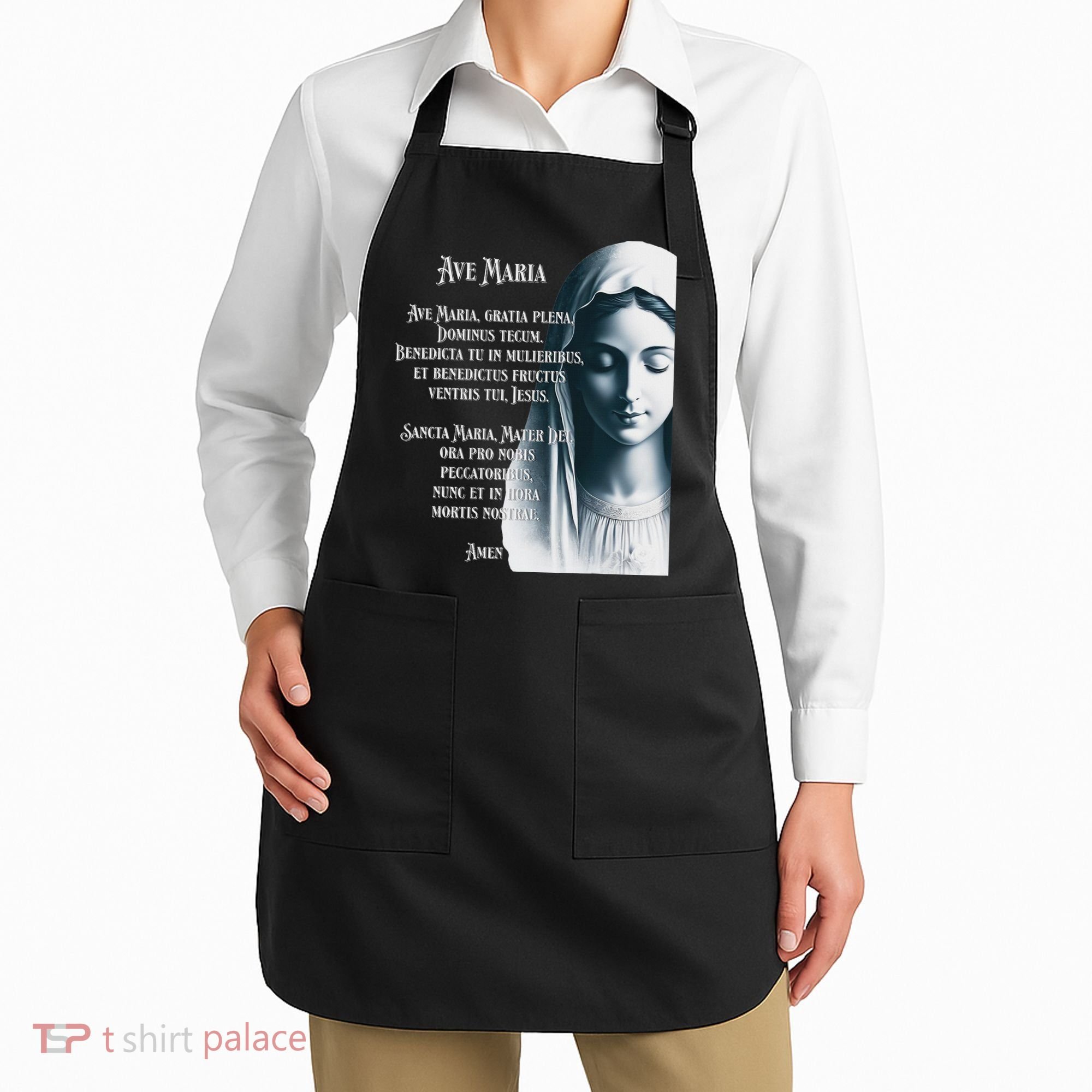 Latin Hail Mary Blessed Mother Rosary Prayer Apron