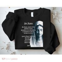 Latin Hail Mary Blessed Mother Rosary Prayer Sweatshirt thumb 2