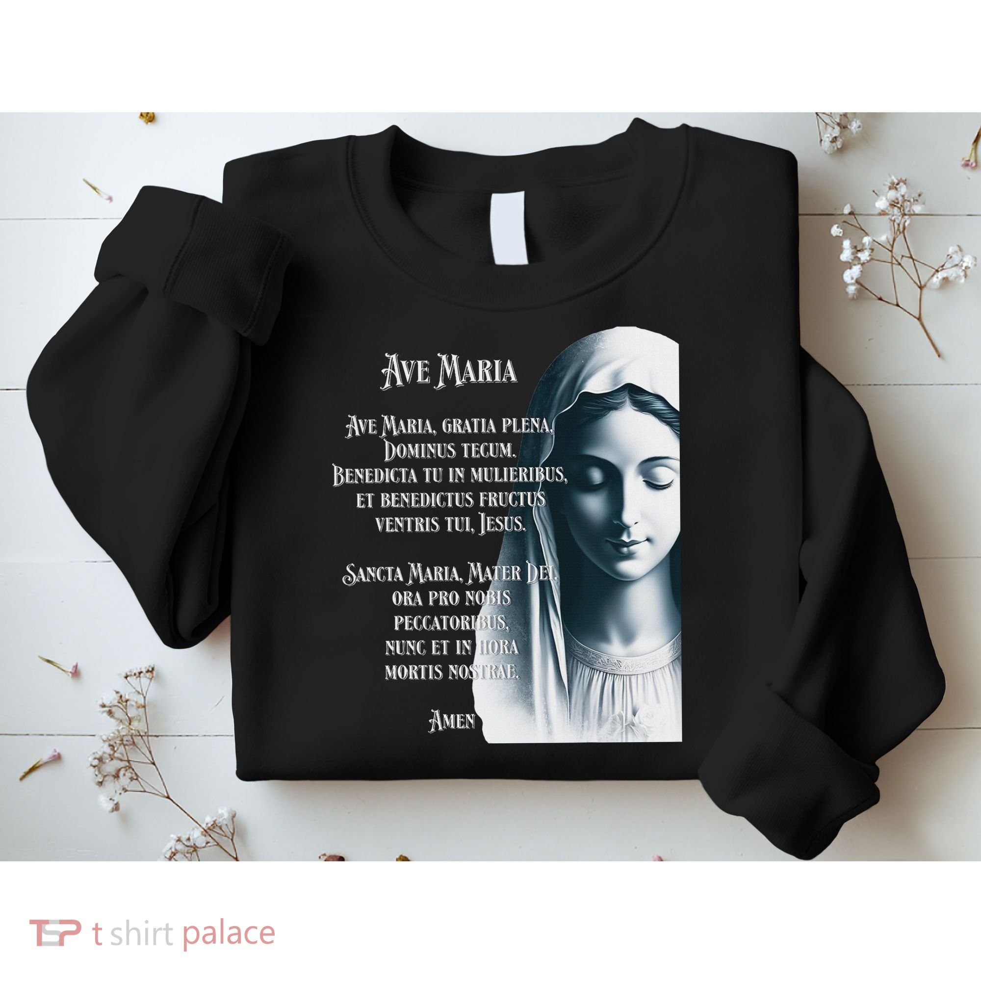 Latin Hail Mary Blessed Mother Rosary Prayer Sweatshirt