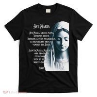 Latin Hail Mary Blessed Mother Rosary Prayer T-Shirt thumb 0