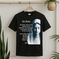 Latin Hail Mary Blessed Mother Rosary Prayer T-Shirt thumb 2