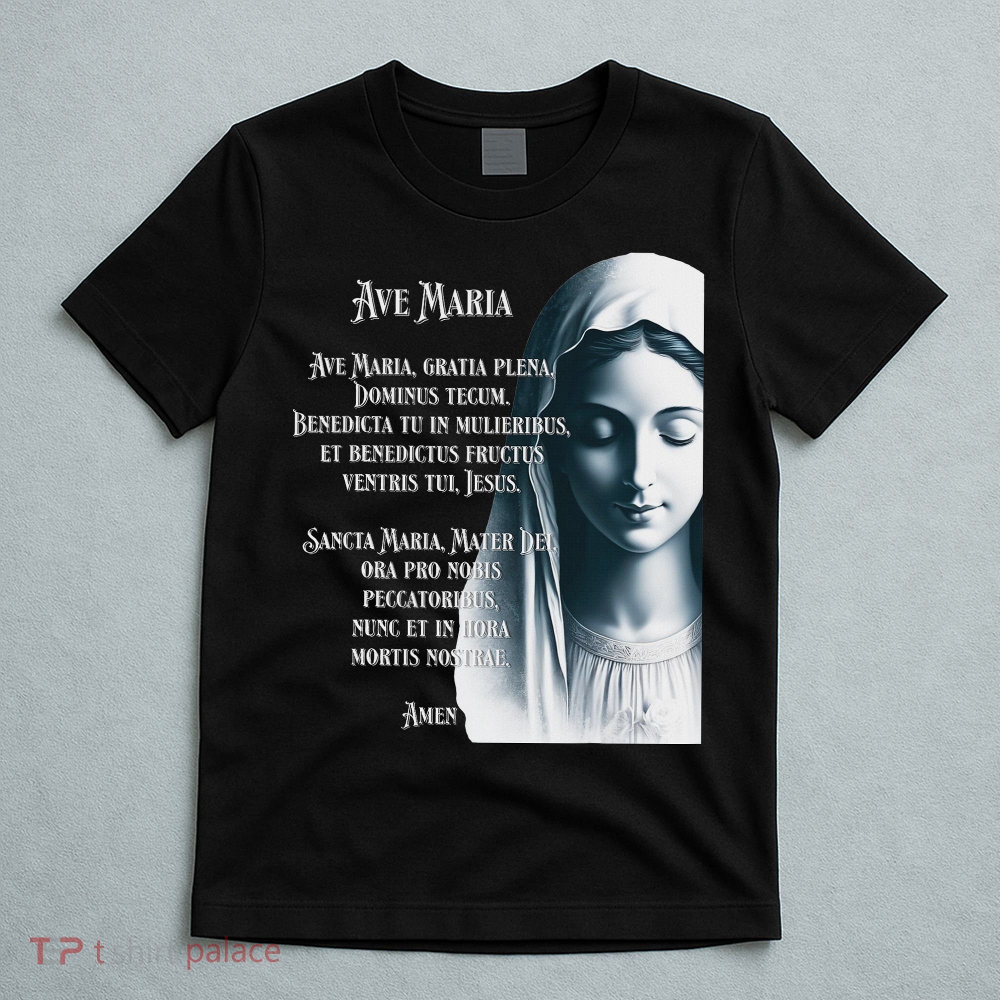 Latin Hail Mary Blessed Mother Rosary Prayer T-Shirt