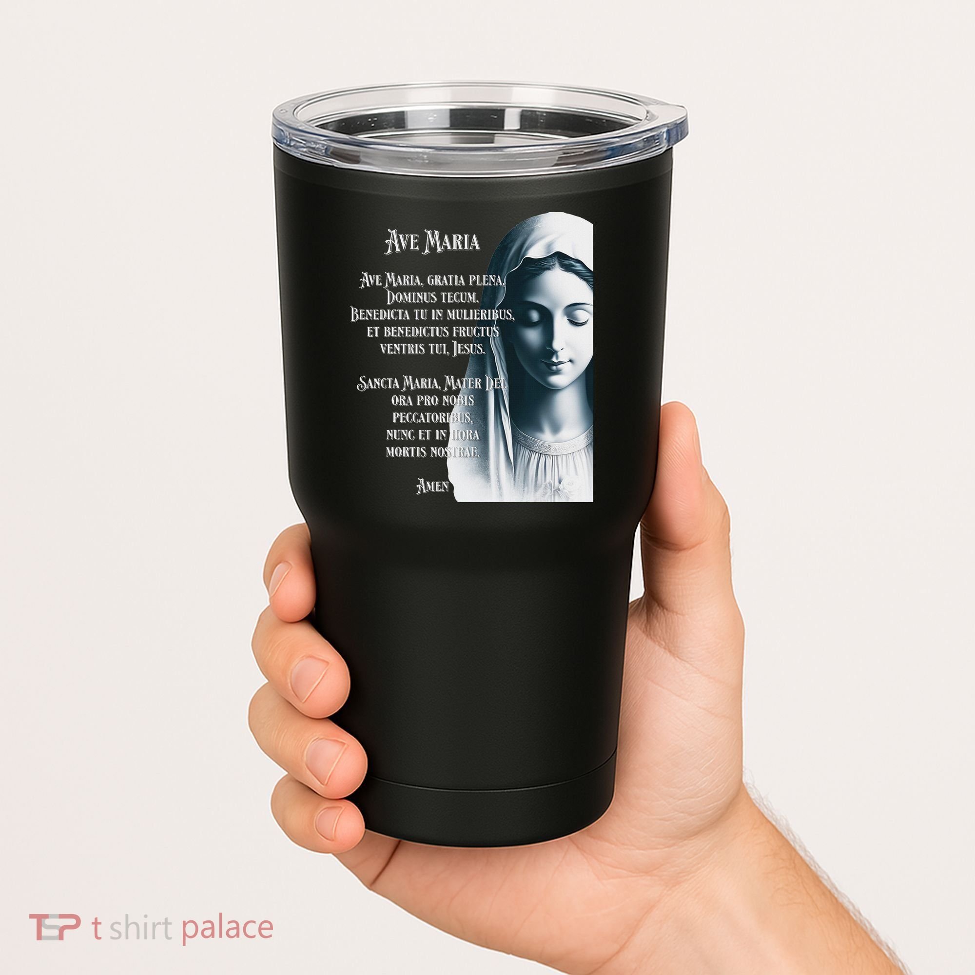 Latin Hail Mary Blessed Mother Rosary Prayer Tumbler