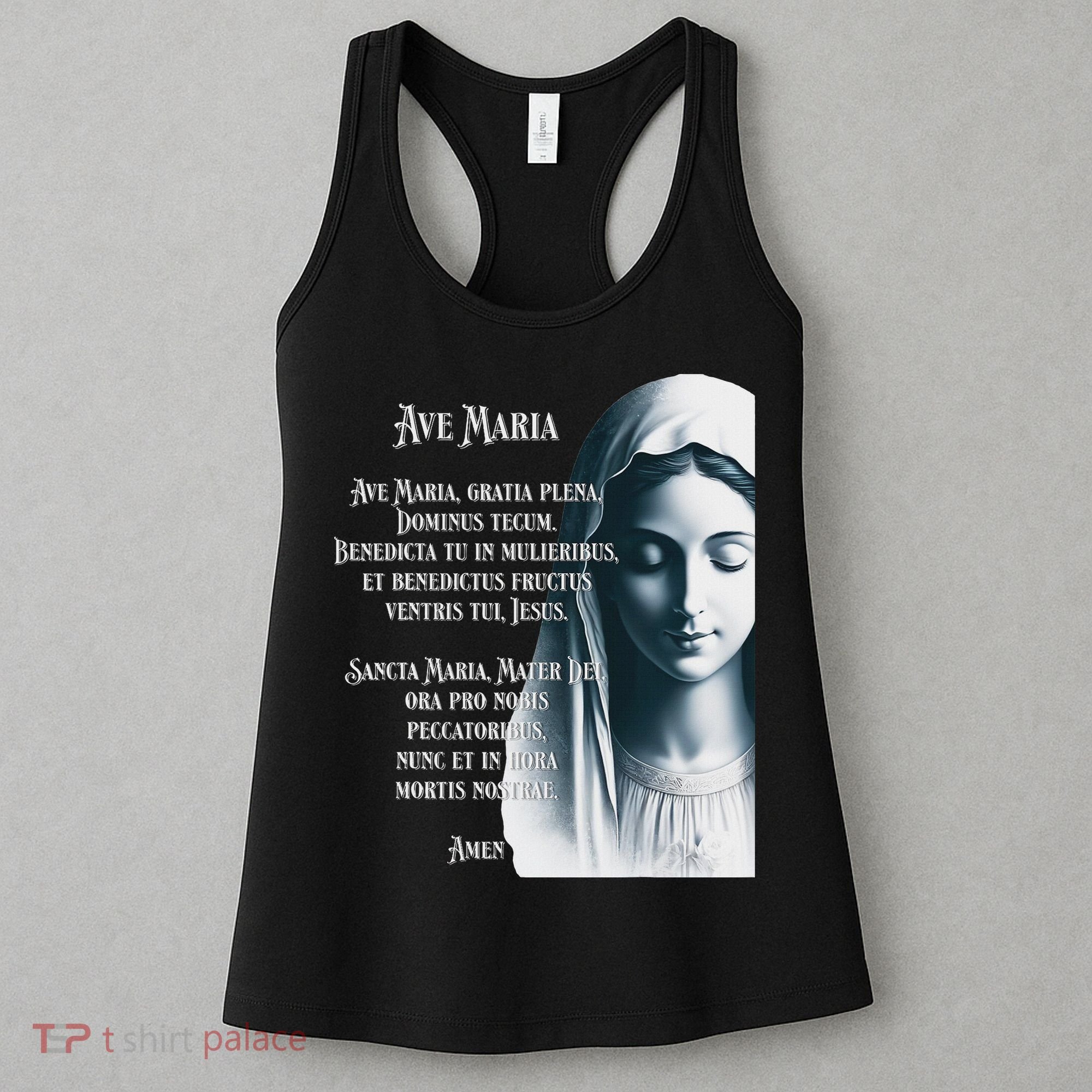 Latin Hail Mary Blessed Mother Rosary Prayer Women's Tank Top