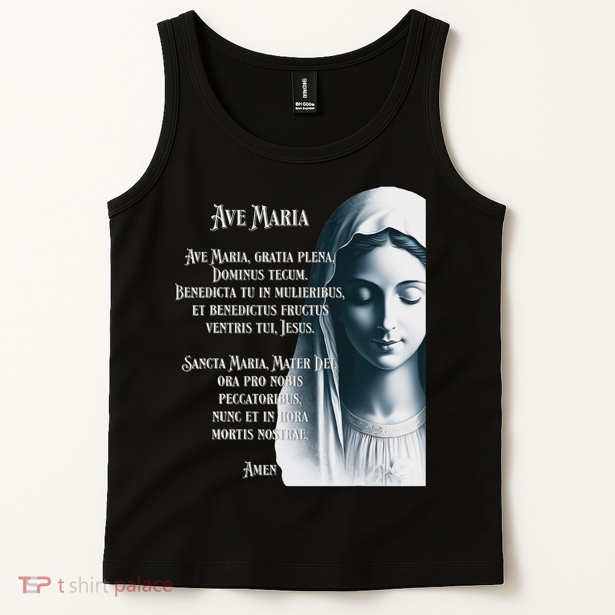 Latin Hail Mary Blessed Mother Rosary Prayer Tank Top
