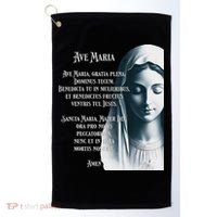 Latin Hail Mary Blessed Mother Rosary Prayer Golf Towel thumb 0