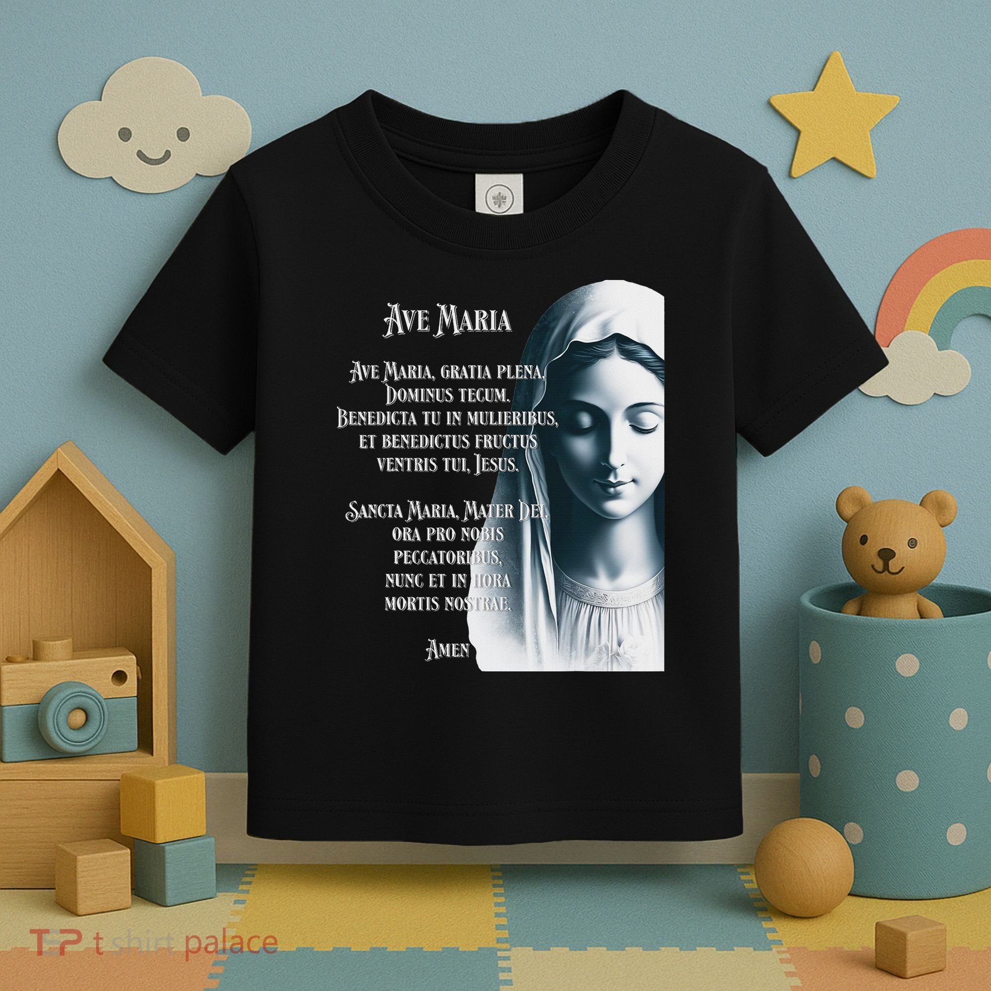 Latin Hail Mary Blessed Mother Rosary Prayer Toddler T-Shirt