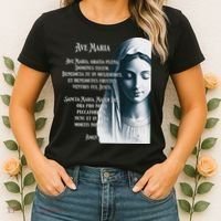 Latin Hail Mary Blessed Mother Rosary Prayer Women's T-Shirt thumb 2