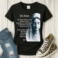 Latin Hail Mary Blessed Mother Rosary Prayer Women's T-Shirt thumb 3