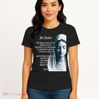 Latin Hail Mary Blessed Mother Rosary Prayer Women's T-Shirt thumb 4