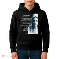Latin Hail Mary Blessed Mother Rosary Prayer Kids Hoodie thumb 4