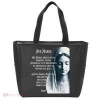 Latin Hail Mary Blessed Mother Rosary Prayer Tote Bag thumb 0