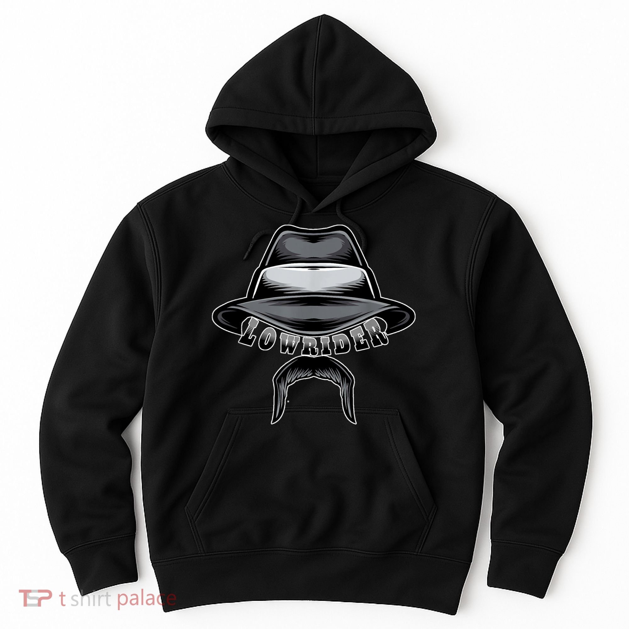 Lowrider Hat & Moustache, Chicano Cholo, Latino Low Rider Hoodie