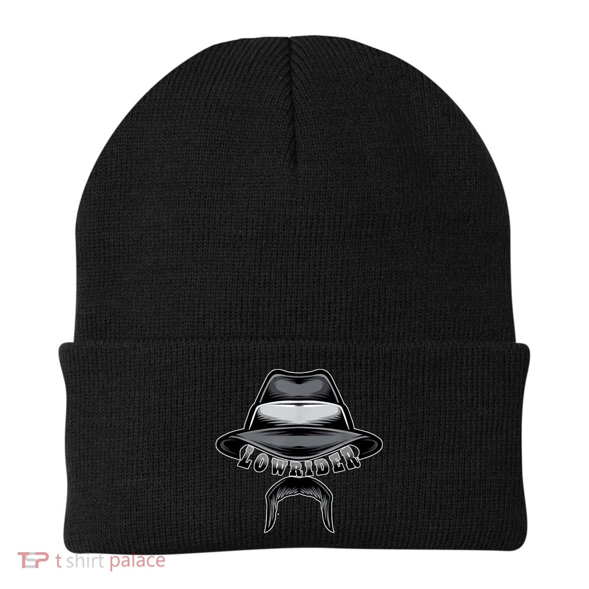 Lowrider Hat & Moustache, Chicano Cholo, Latino Low Rider Beanie