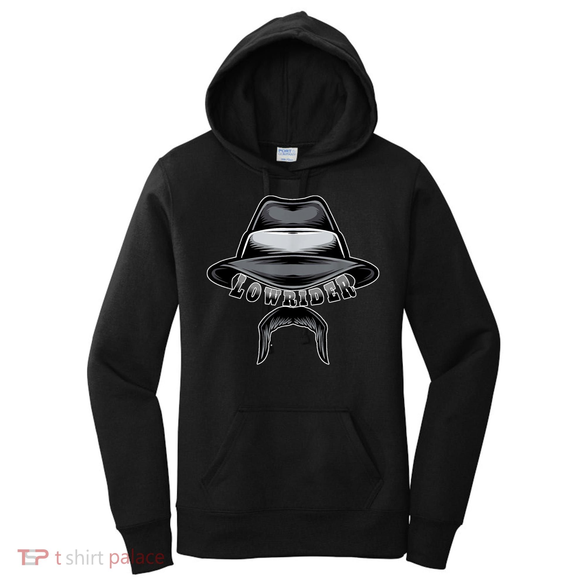 Lowrider Hat & Moustache, Chicano Cholo, Latino Low Rider Women's Hoodie