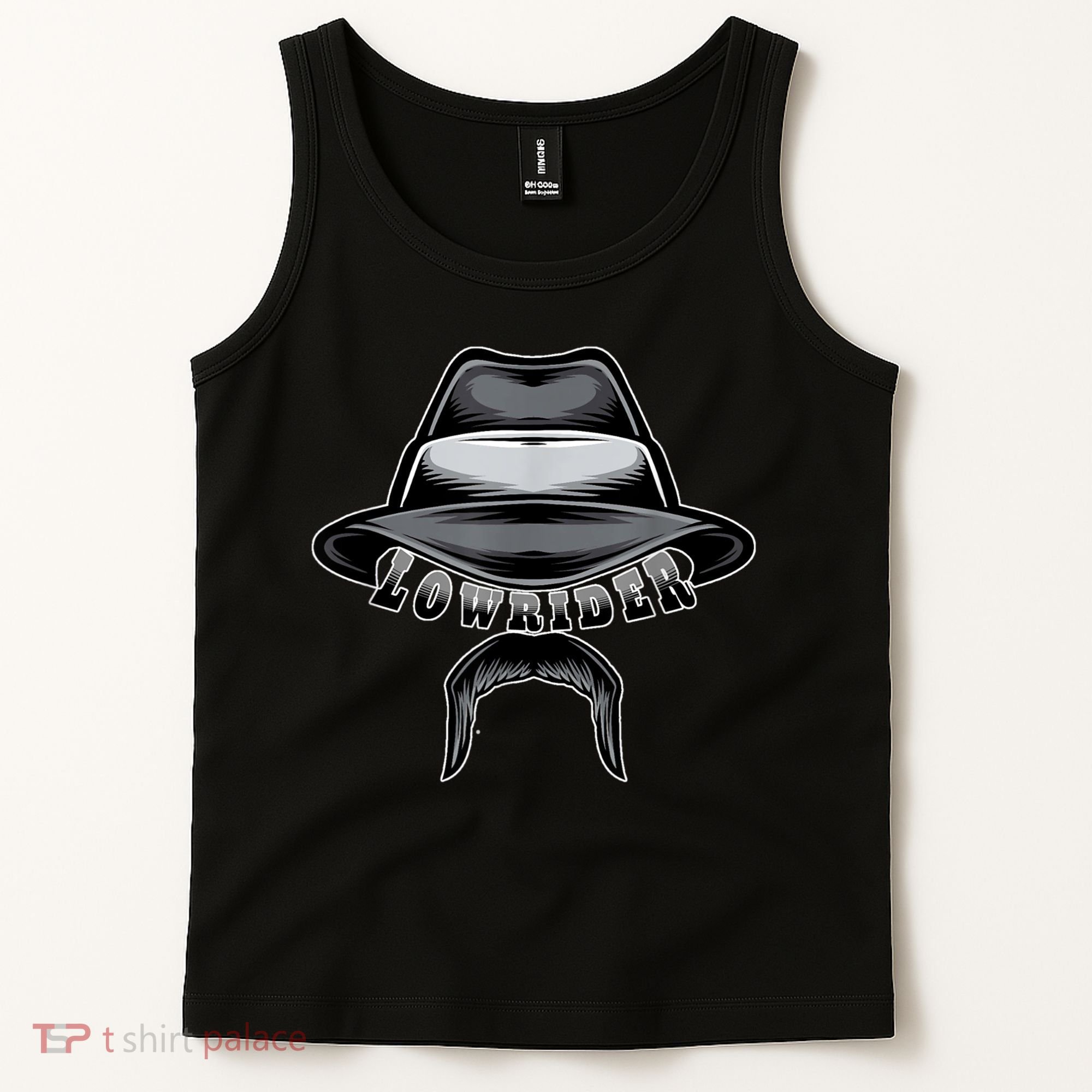 Lowrider Hat & Moustache, Chicano Cholo, Latino Low Rider Tank Top