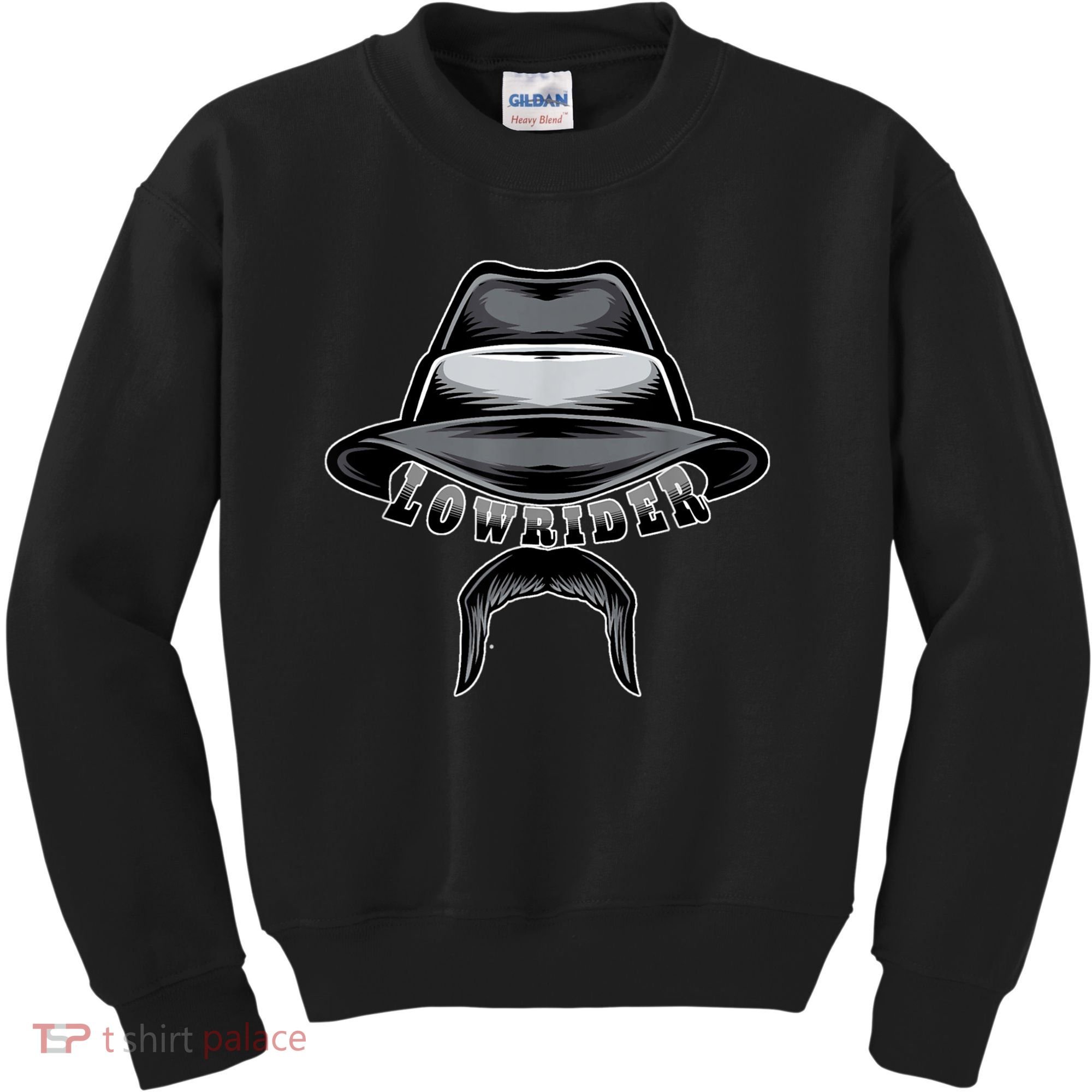 Lowrider Hat & Moustache, Chicano Cholo, Latino Low Rider Kids Sweatshirt