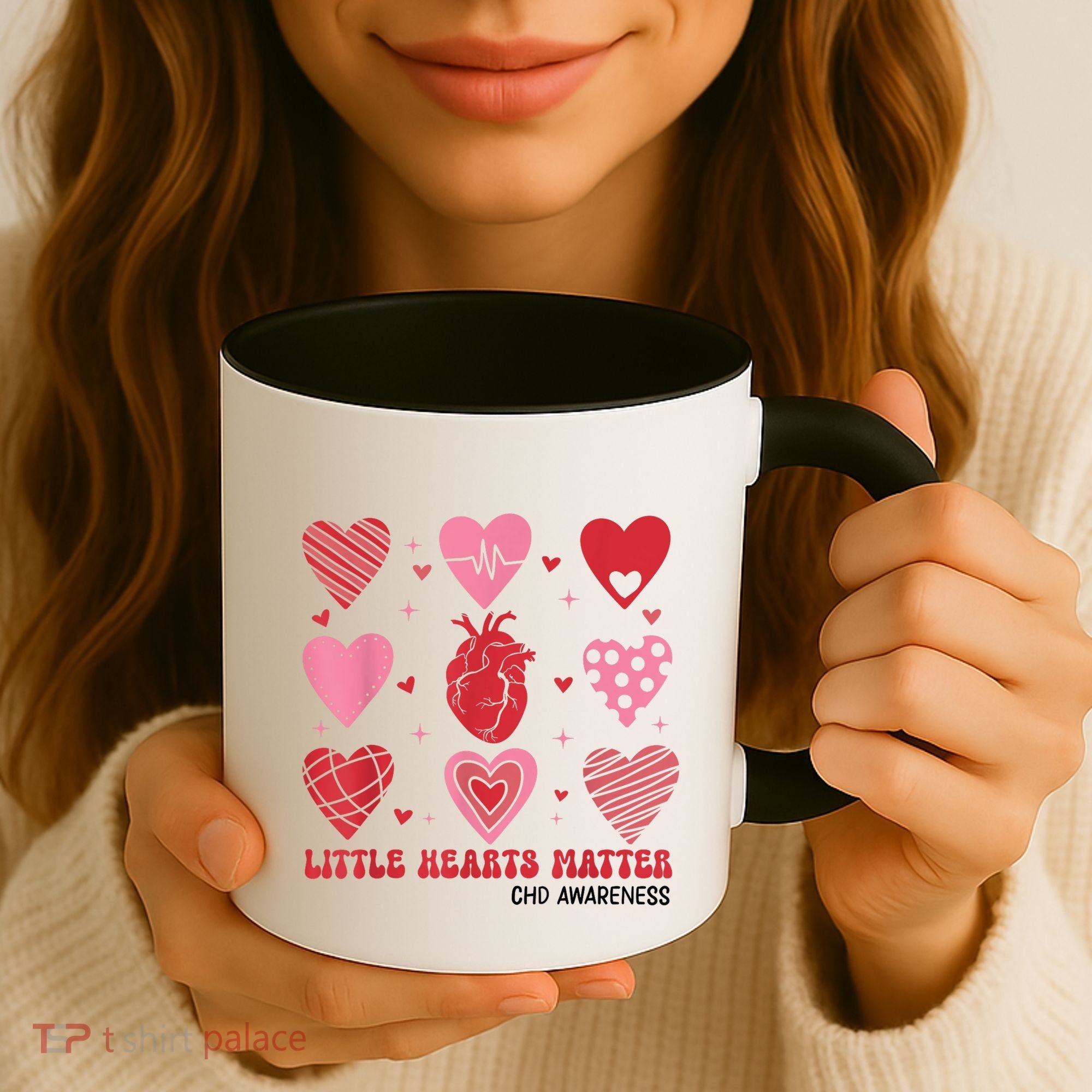 Little Hearts Matter Chd Awareness Heart Anatomy Valentine Coffee Mug
