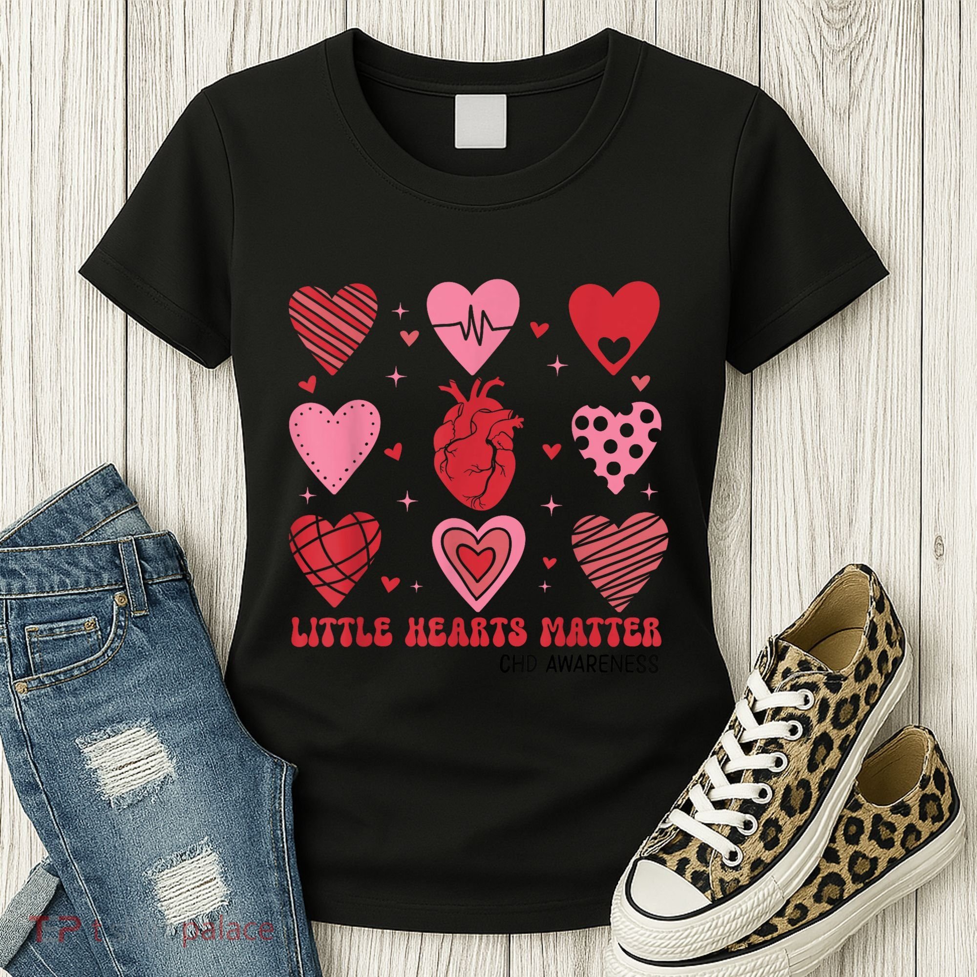Little Hearts Matter Chd Awareness Heart Anatomy Valentine Women's T-Shirt
