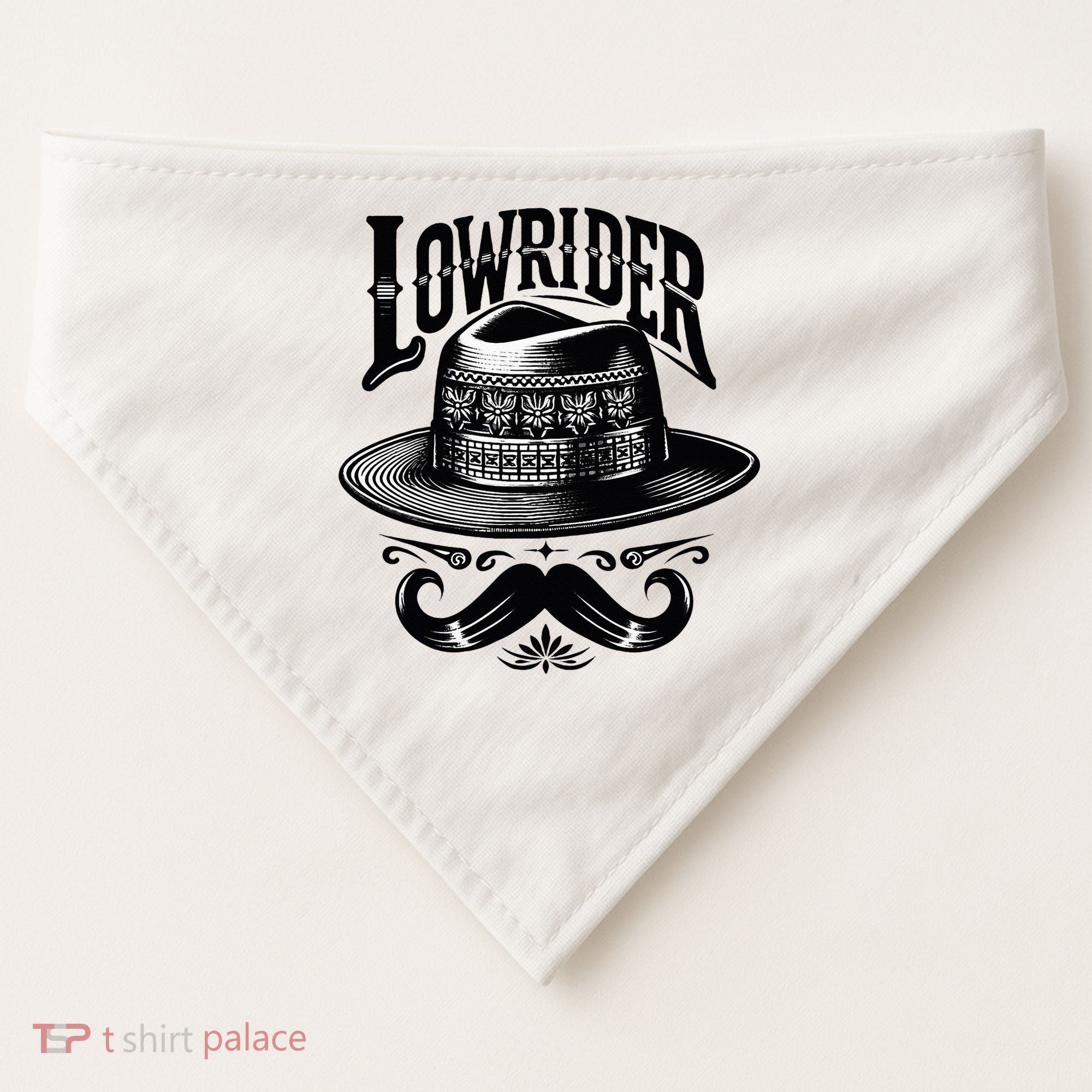 Lowrider Hat Moustache Chicano Cholo Latino Low Rider USA-Made Doggie Bandana