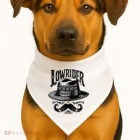 Lowrider Hat Moustache Chicano Cholo Latino Low Rider USA-Made Doggie Bandana thumb 1